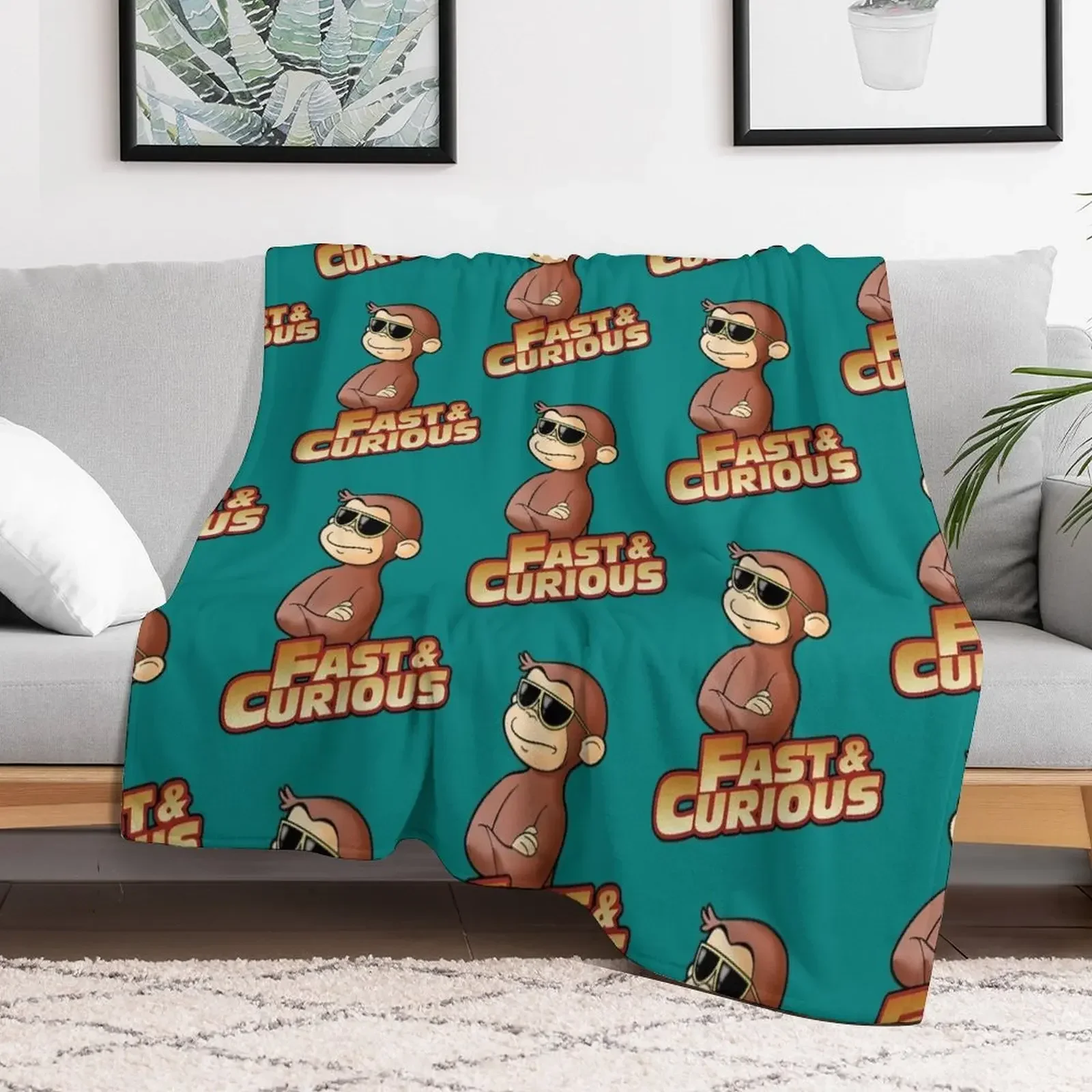 Curious George FAST AND CURIOUS. Throw Blanket Bed Fashionable Weighted Blankets