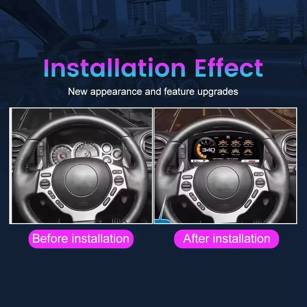 12.3 Inch Digital Dashboard Speed Meter Cluster For Nissan GTR 2008-2015 Instrument Panel Virtual Cockpit Player Odometer Screen