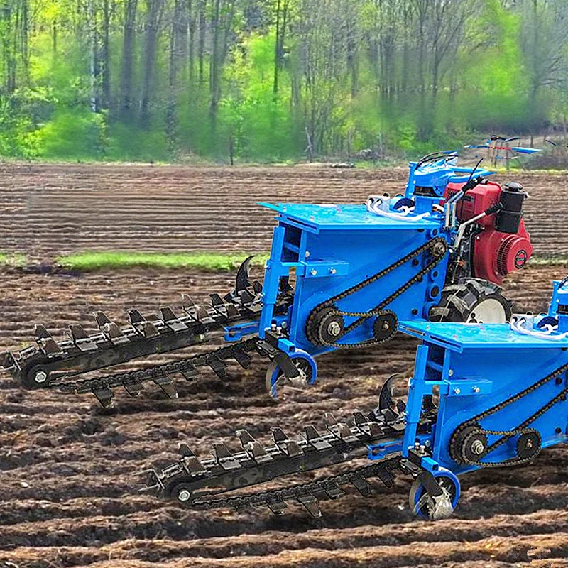 Customized Portable Diesel Powered Double Chain Trenching Machine Handheld Trencher Orchard Ditch Digger 600mm Depth CE