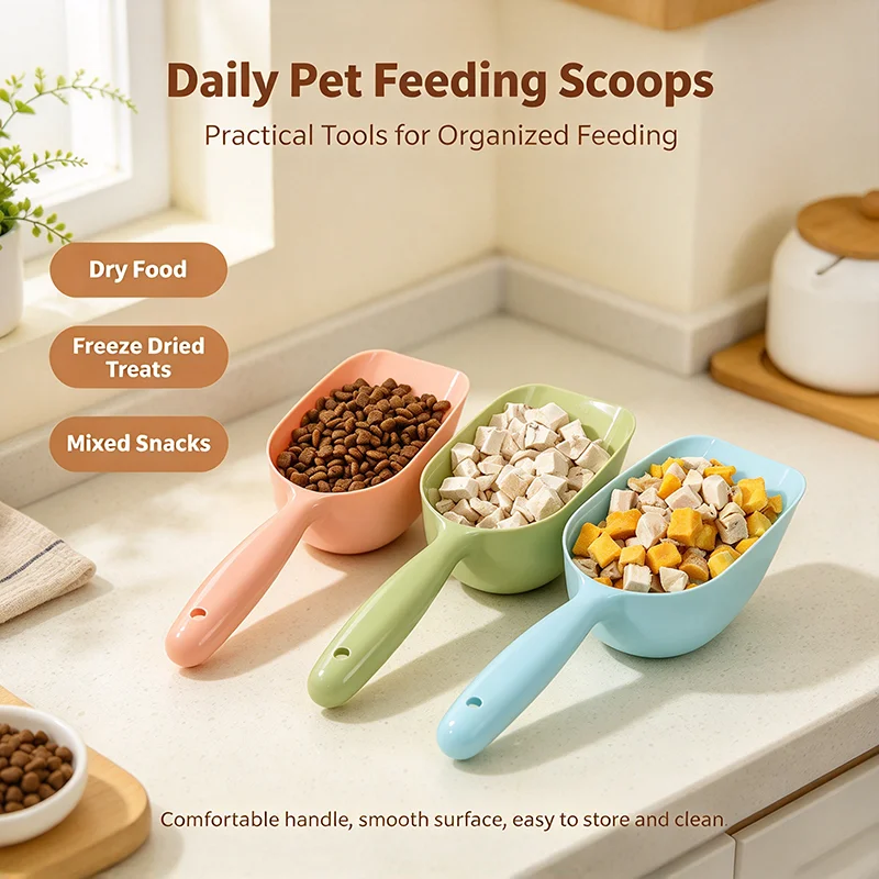 Pet Food Scoop Large Capacity Plastic Feeding Shovel for Cats Dogs Multi Color Easy to Clean Pet Feeding Spoon Pet Supplies