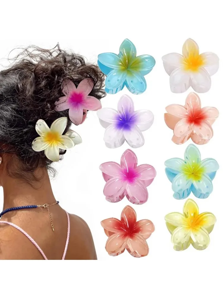 2025 nouvelles pinces à cheveux dégradées hawaïennes femmes fleur griffes de cheveux épingles à cheveux requin vacances plage Style épingles à cheveux accessoires de cheveux