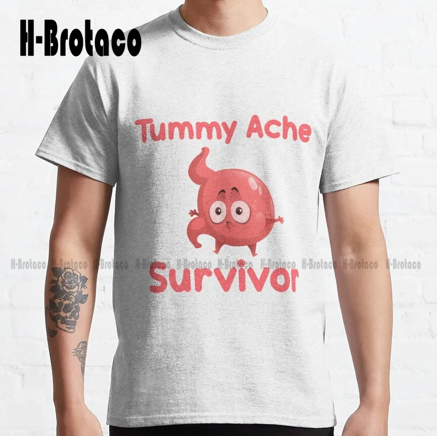 Tummy Ache Survivor Vintage Men Women Gift Classic T-Shirt 80S Tshirts For Men Xs-5Xl Custom Gift Make Your Design Streetwear