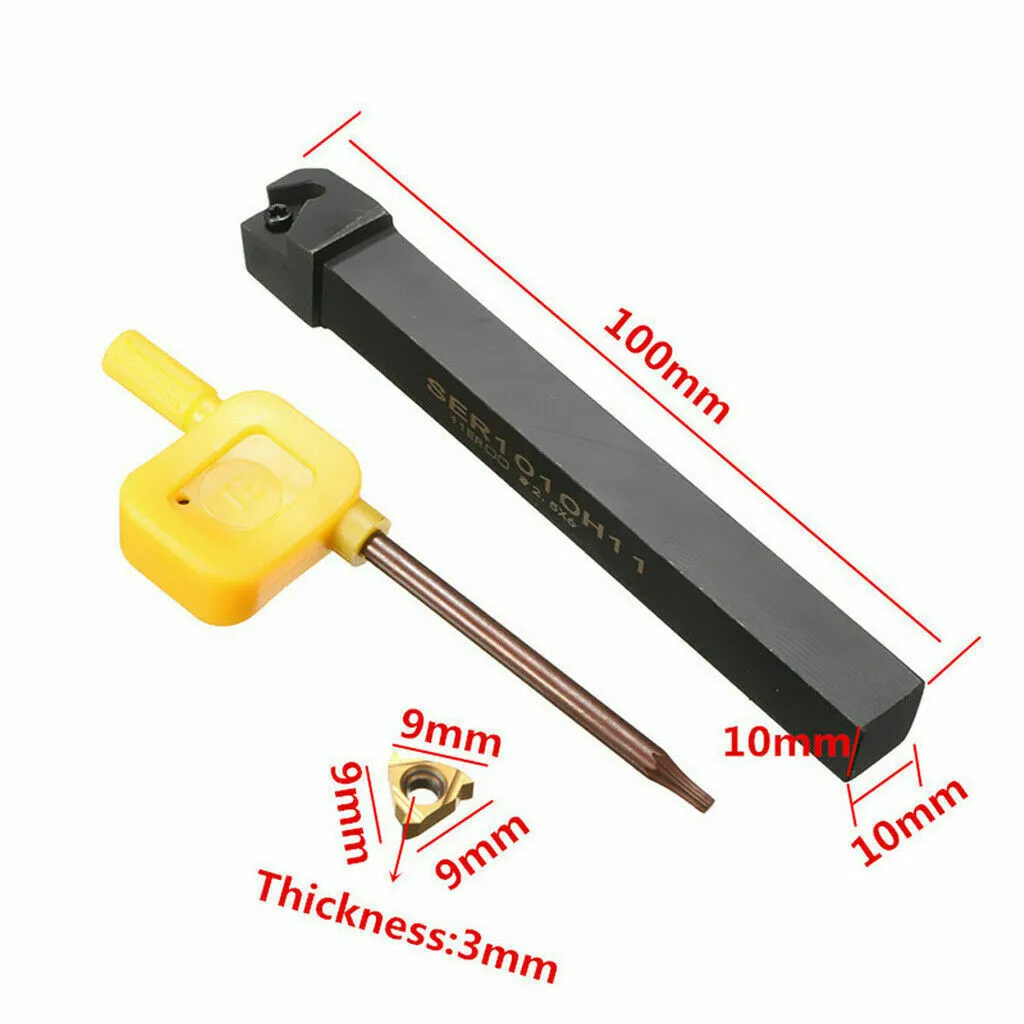Optimal Performance, Long Service Life 10Pcs 11ER AG60 Threading Insert + SER1010H11 10mm Lathe CNC Cutting Tool Holder