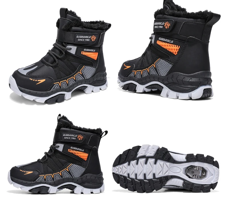Kinder Outdoor Schneestiefel Winter Mode High-Top Warme Plüsch-Wanderschuhe Bequeme Rutschfeste Wanderschuhe Jungen Outdoor-Sneaker – Detail 19
