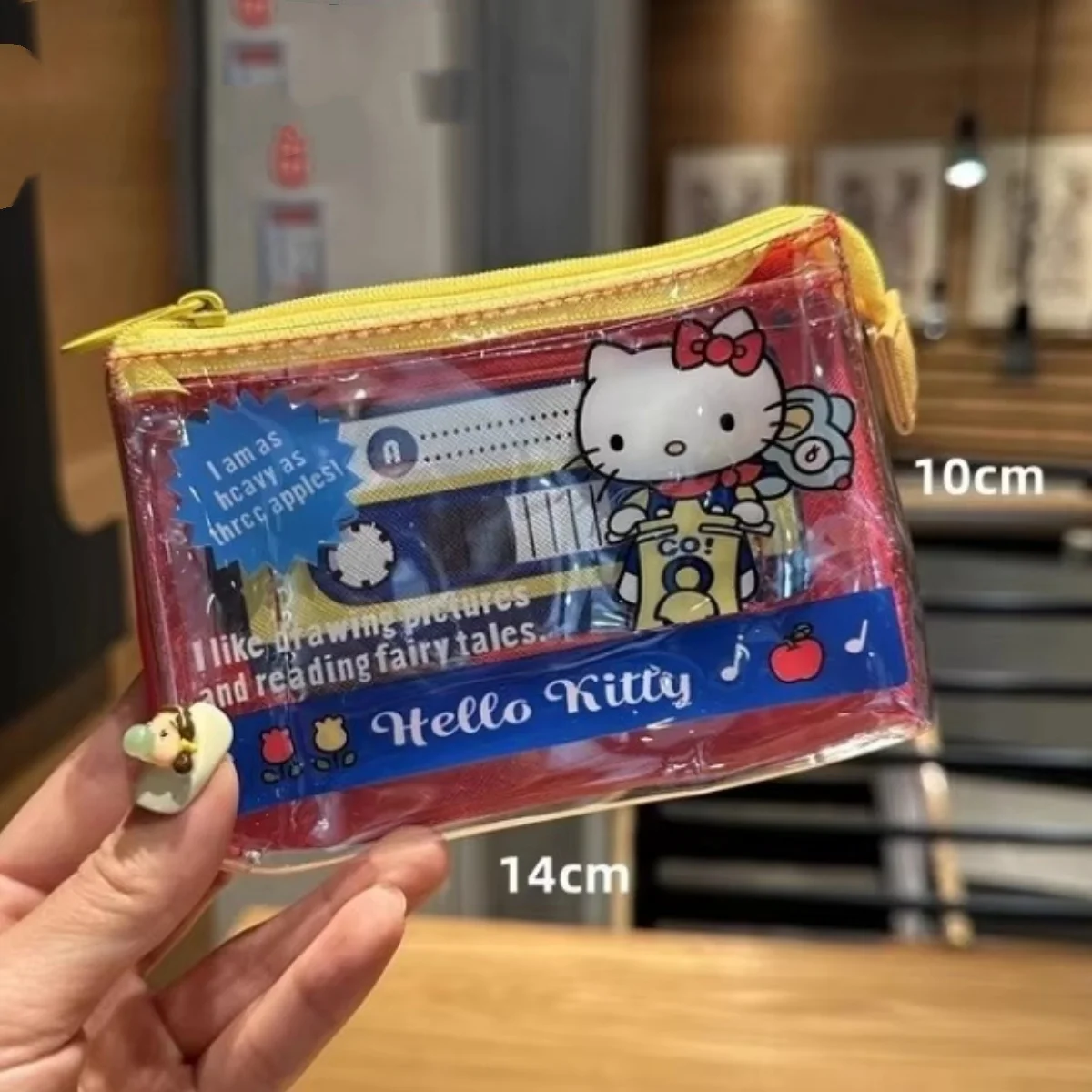 

Japanese hello kitty kuromi makeup bag cute anime clown fish PVCcinnamoroll change lipstick packet headphone storage bag
