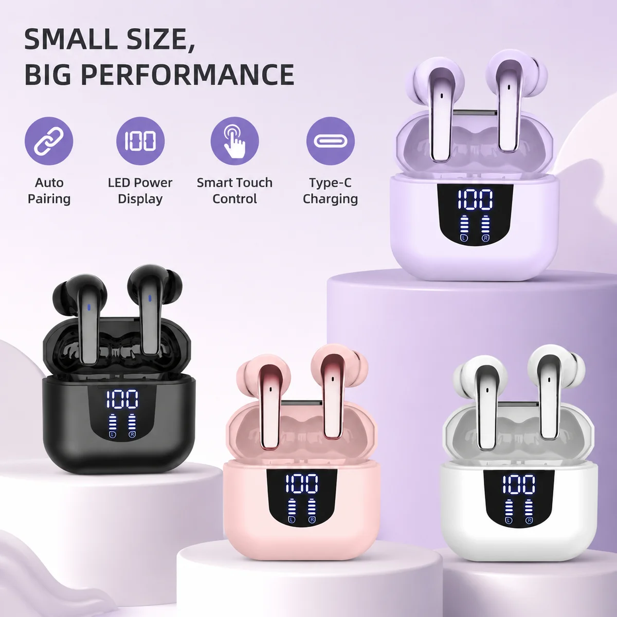 Wireless Earphones HiFi Sound Surround Stereo IPX7 Waterproof Compatible with All Smartphones — product photo 1 of 1