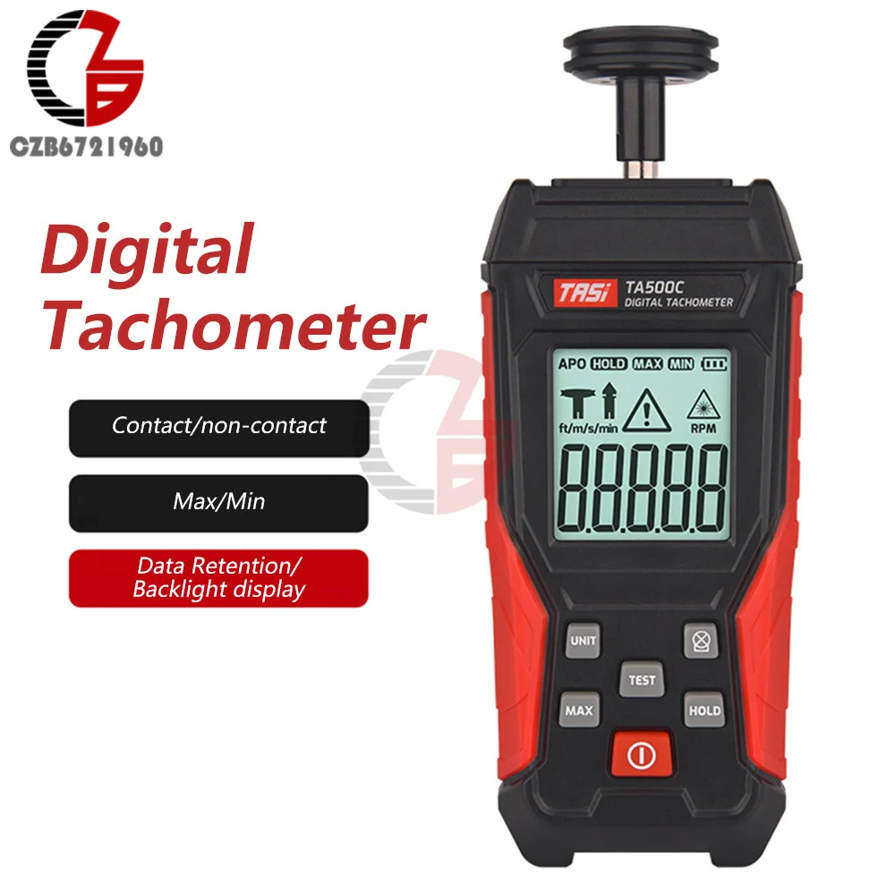 

Digital Contact Tachometer Portable Contact Measurement Speed Tach Meter 3-19999RPM Speed Monitor Tester Meter with Backlight