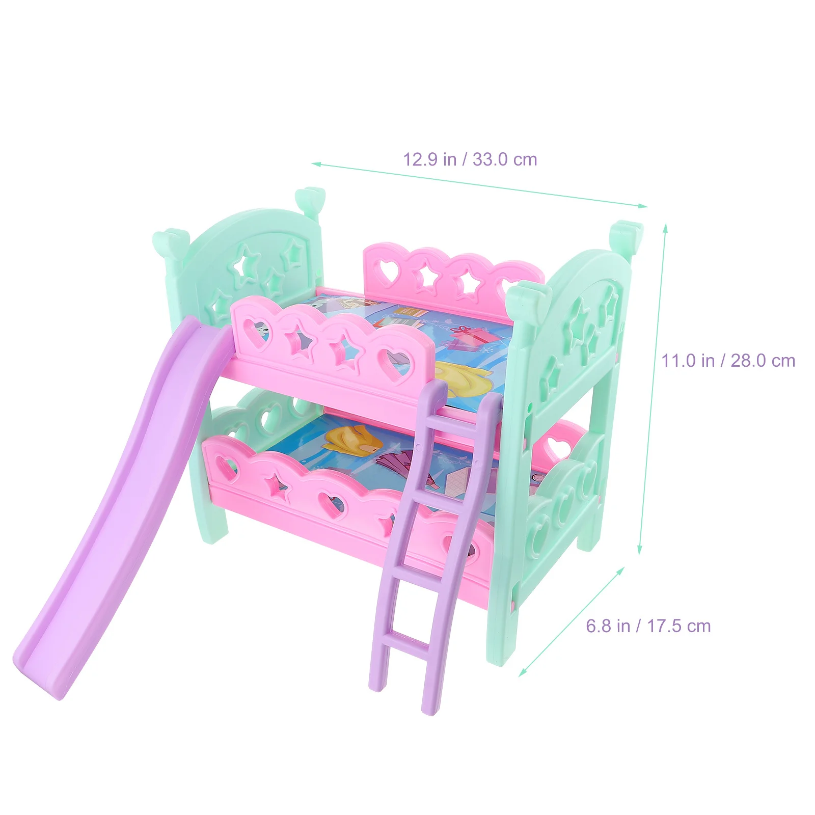 미니 이층 침대 장식품 간단한 색상 내마모성 장식 가구 미니 하우스 어린이 놀이 장면 이층 침대