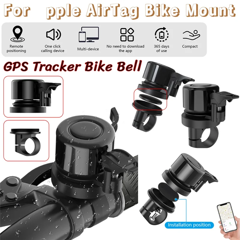 

B93B-Bicycle Bell For Airtag Bike Mount Bicycle Bell Waterproof Bike Ring For Air Tag Tracker Under Bike Bell Holder