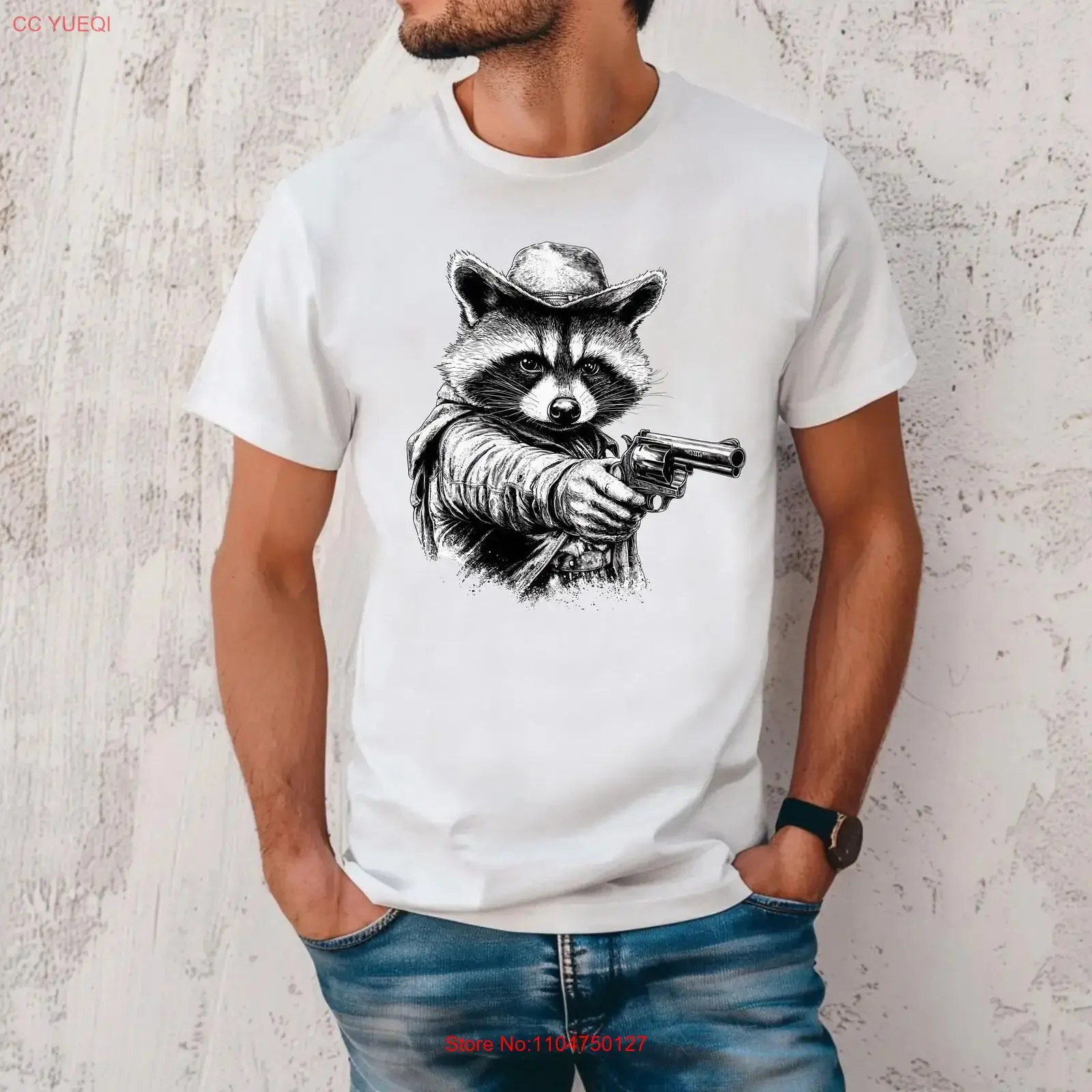 Western Raccon T Shirt Vintage Cowboy Racoon Cute Country Raccoon Unique Animal s for Him Humor Vibe Camping vintage Washed