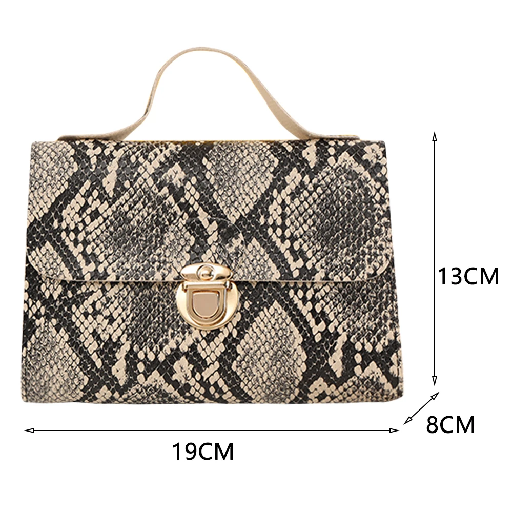 Bolsa crossbody vintage para mulheres, couro PU, padrão de cobra, sling bag, grande capacidade, corrente serpentina, bolsa de compras feminina