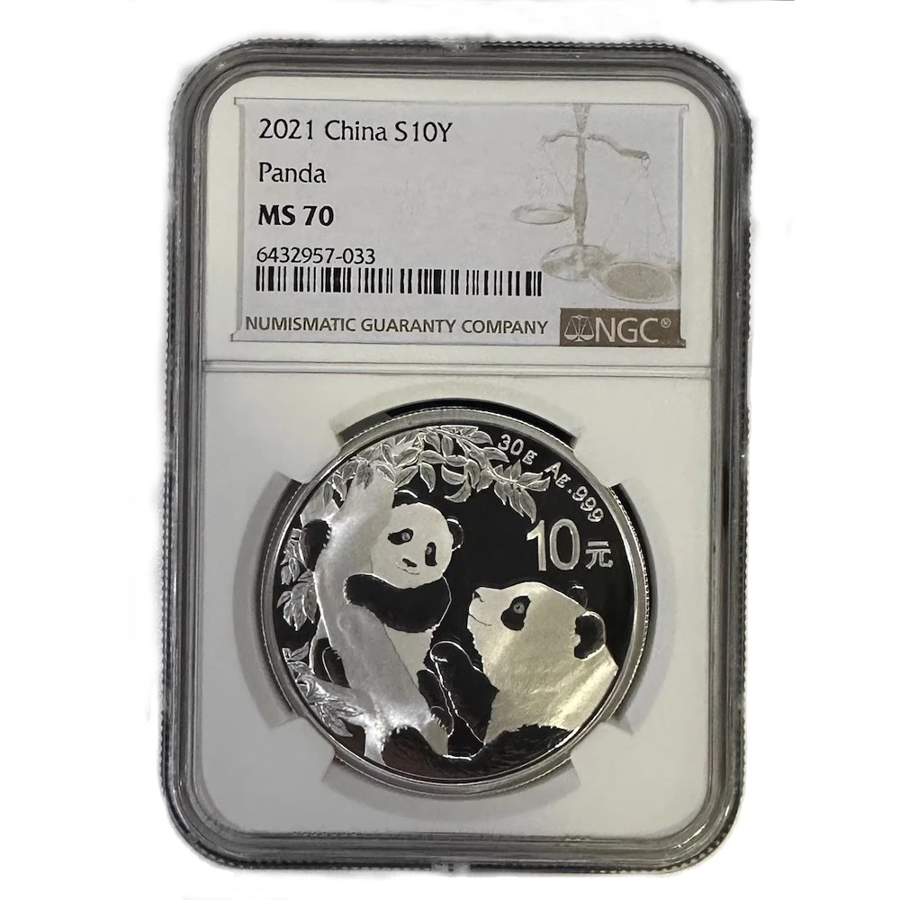 

China 2021 Panda Solid Silver Commemorative Coin 30g Ag.999 Collection NGC MS70