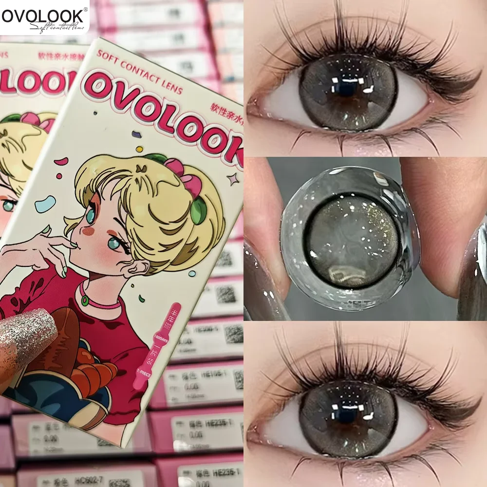 OVOLOOK-2PCS Gilding Prescrição Lentes de Contato Cosméticos Lentes de Cor dos Olhos Moda Alunos Miopia Lentes de Contato Coloridas Violeta
