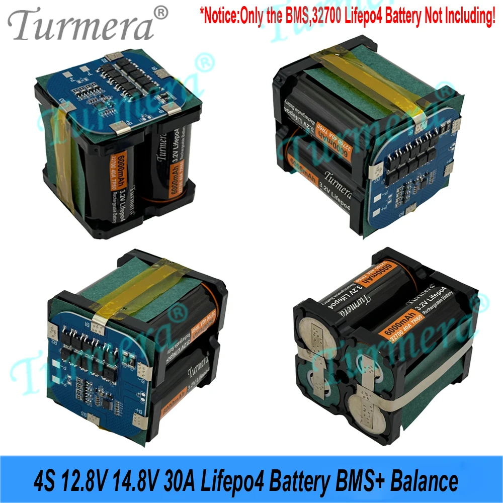 Turmera 4S 12.8V 14.8V 30A Lifepo4 بطارية BMS مع توازن لتقوم بها بنفسك 12V 18650 32700 33140 LFP خلية لوحة طاقة شمسية UPS بطاريات استخدام