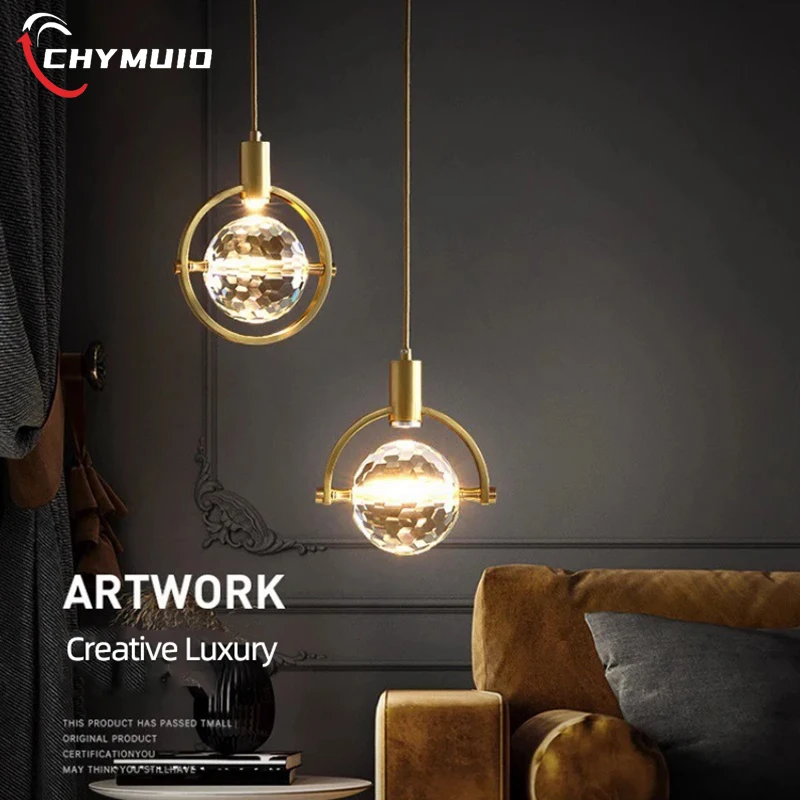 

Creative Crystal Pendant Lights Bedroom Bedside Long Line Small Chandelier Lustre Home Indoor Aisle Living Room Hanging Lamps
