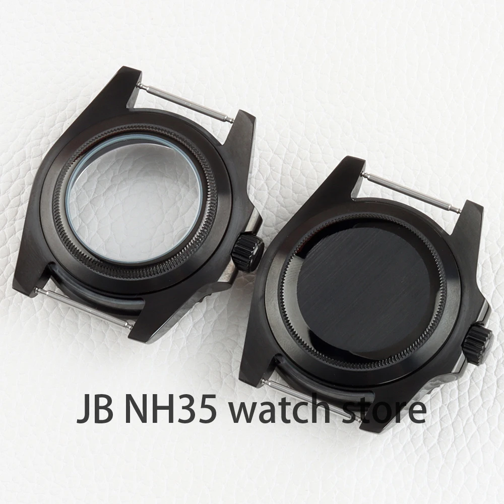 40mm NH35 Case Black PVD for GMT NH34 NH35 NH36 movement 28.5mm Dial Sapphire Submariner Watch Case Stainless steel Waterproof