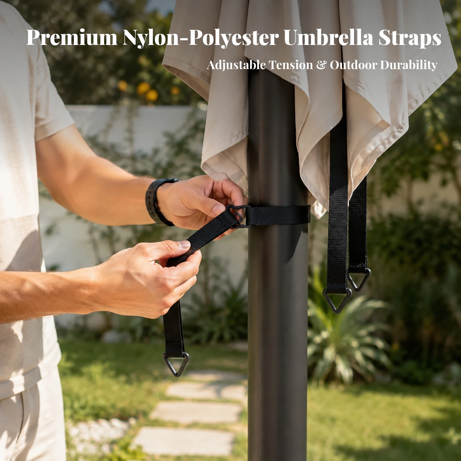 5 Pieces Umbrella Fixing Strap Stable Umbrella Wind Stabilizer Strap Foldable Long-Lasting for Garden, Balcony