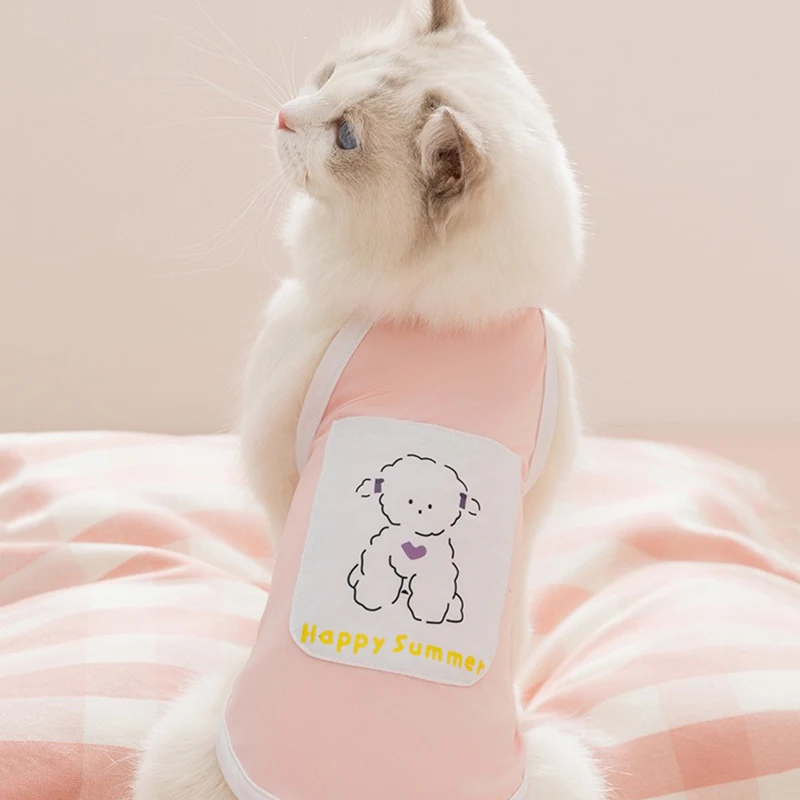 Breathable Bichon Cool-Style Strapless Summer Color-Blocked Neck-Strap Vest for Puppy Two-Legged Dog T-Shirt with Letter Print