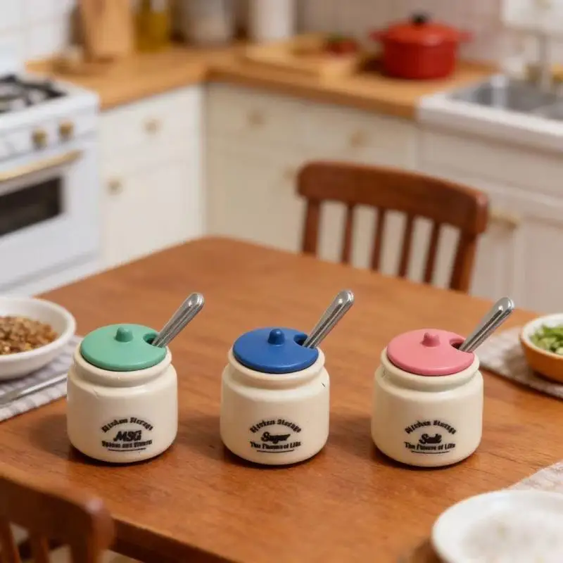 

Pack Dollhouse Miniatures, 1/12 Kitchen Playset Seasoning Jar Models