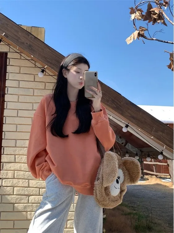 

plus Size Women's Lazy Style round Neck Long Sleeve Sweatshirt Casual Loose Slimming Autumn Winter New Fashion Streetwear