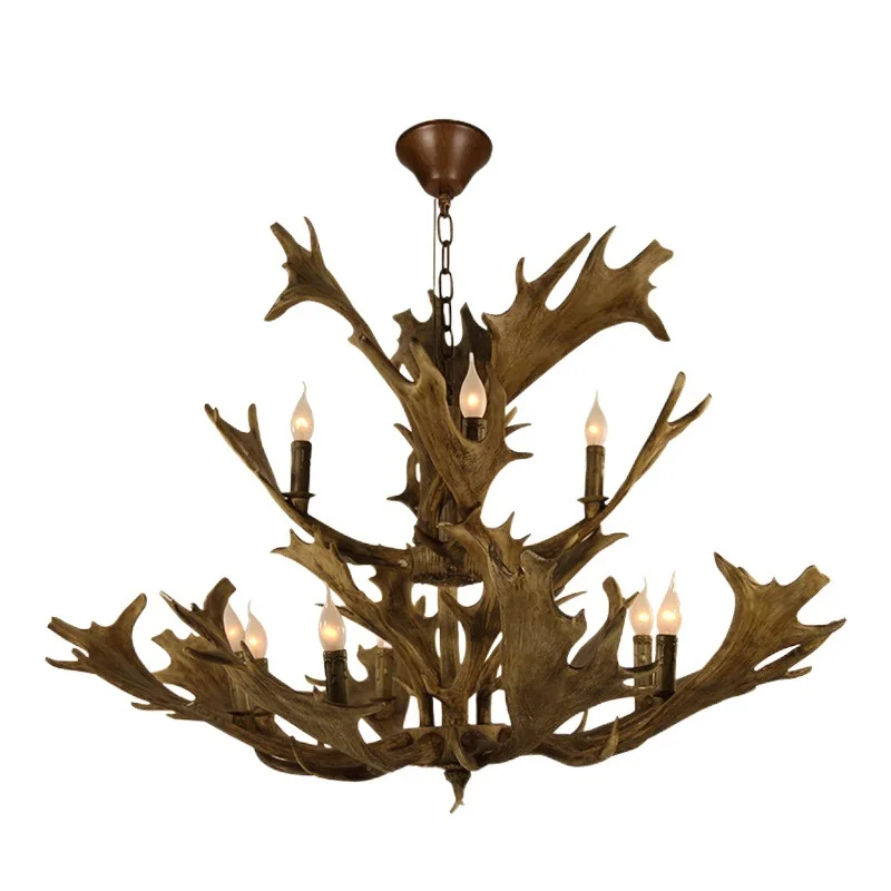 Antlers, American, pastoral, creative, retro, chandelier, Nordic, minimalist, living room