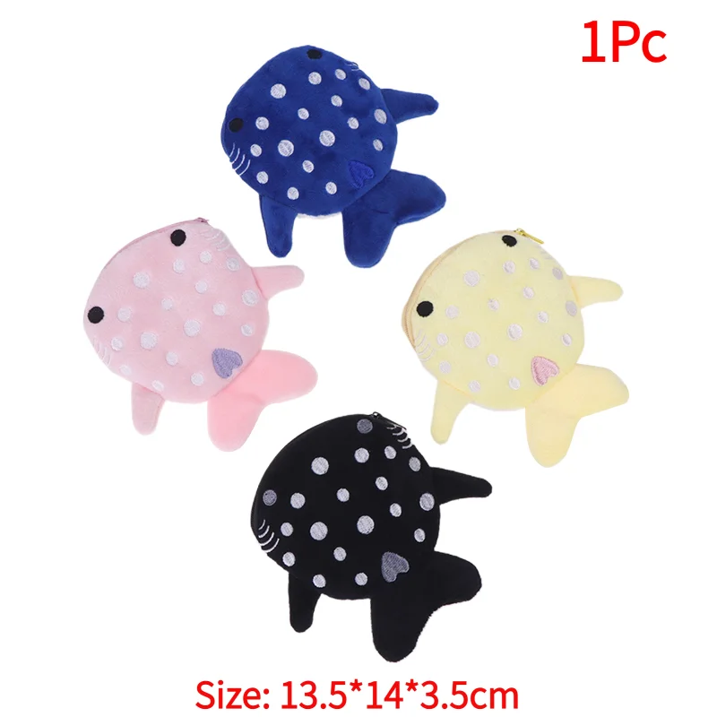 New 1Pc Cartoon Plush Shark Coin Purse Zero Wallet Plush Animal Wallet For Kids Zipper Coin Bag Cute Pendant Data Cable Bag Gift