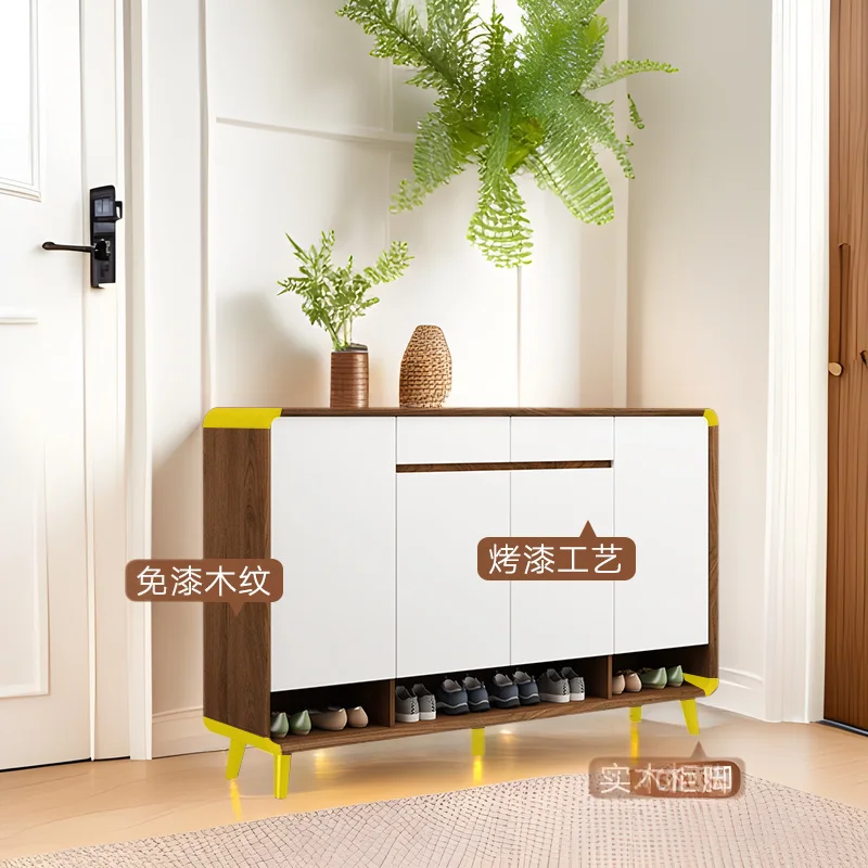 2024 new shoe cabinet household door simple locker entrance foyer cabinet solid wood color partition porch cabinet Nordic