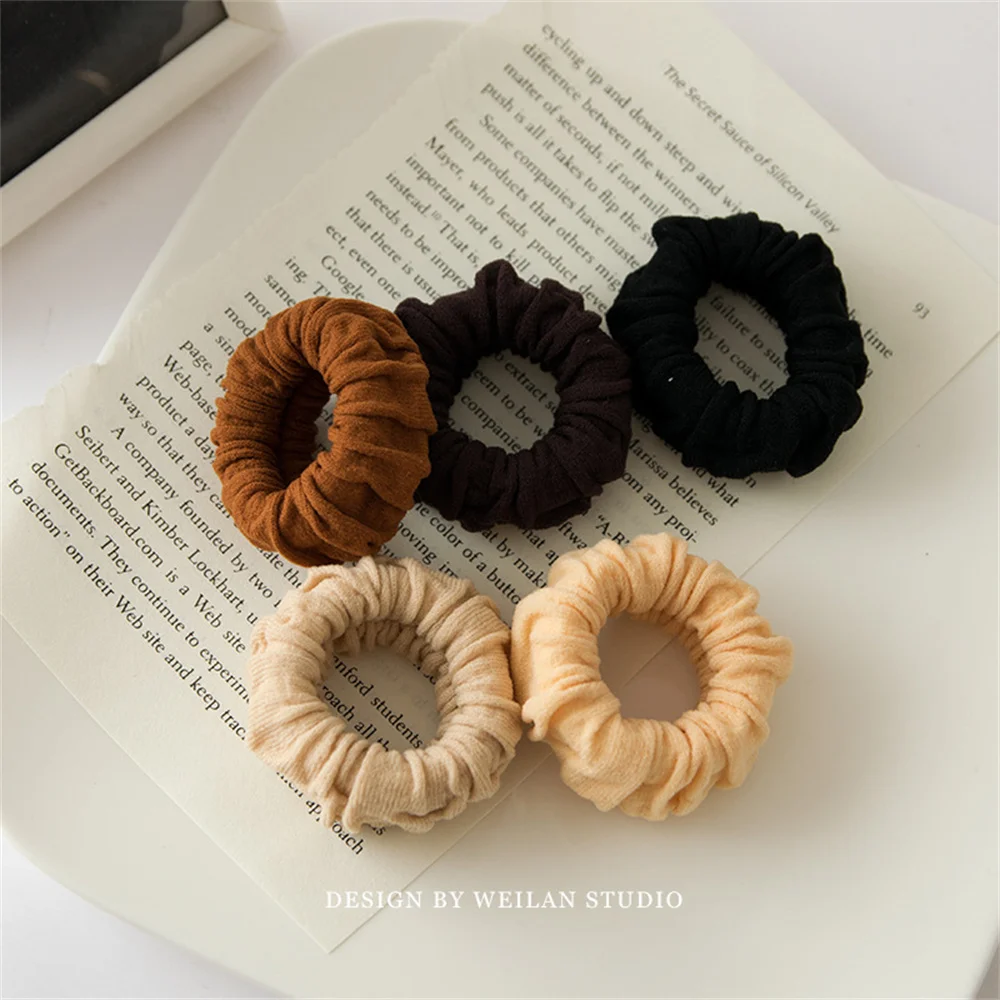 Women Girl Simple Solid Scrunchies Pleated Towel Ring Rubber Bands Lady Soft Elastic Hair Band Female Fashion Hair Accessories