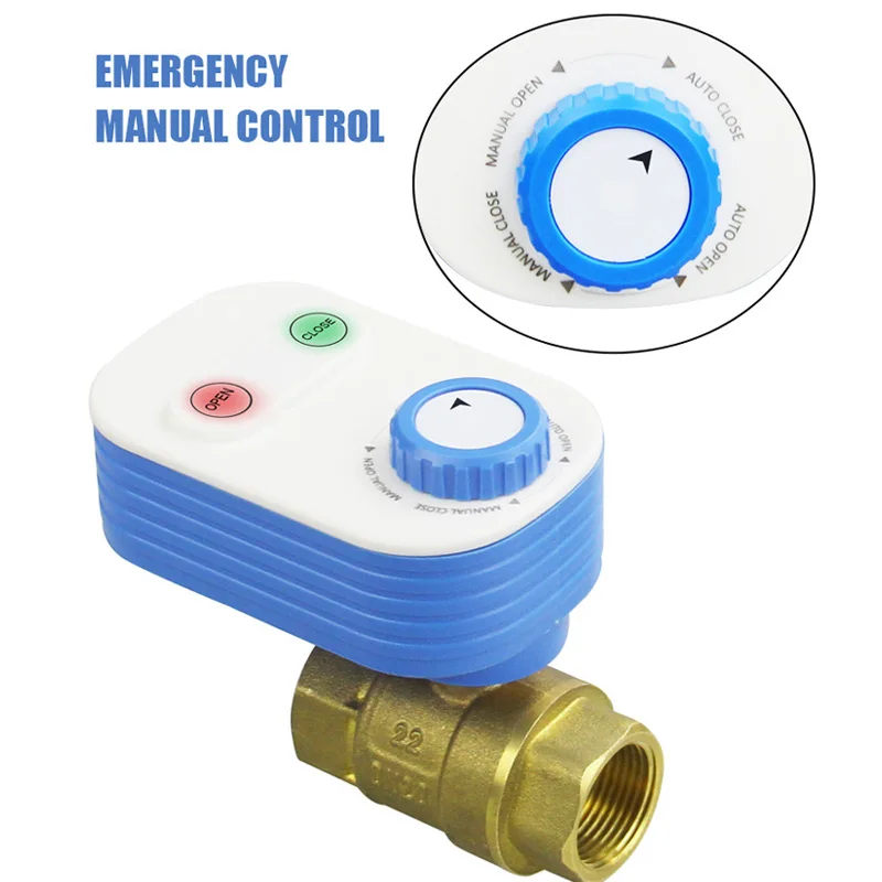 Tuya WiFi Water Valve Shutoff Controller Support Alexa Google Assistant Smart Remote Control Ball Valve DN20 3/4″ Copper Pips