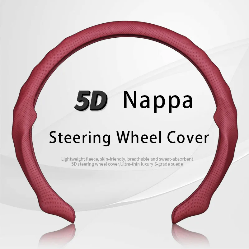 Premium Universal 5D Nappa Leather Car Handle Wheel Cover Steering Wheel Wrap Car Steering Wheel Cover With Breathable Holes