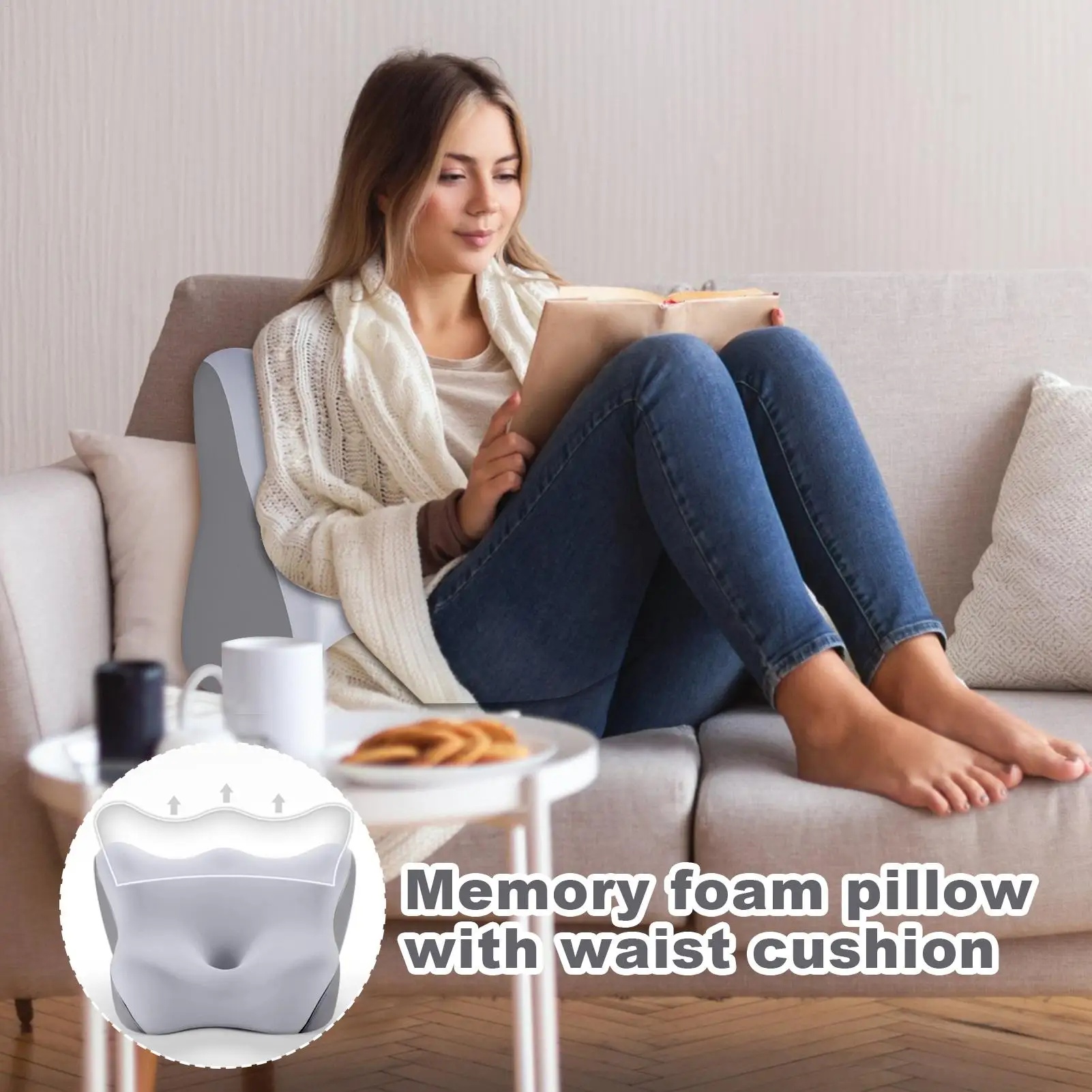 หมอนรองเอวสําหรับ Sleeping Soft Firm Support หมอนโฟมเบาะรองนั่ง Ergonomic Wedge Pad เบาะสําหรับผู้ใหญ่กลับ Travel