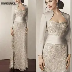 2022 novo à venda elegante marrom appliqued rendas plissfull mangas mãe dos vestidos de noiva querida vestidos de festa casamento