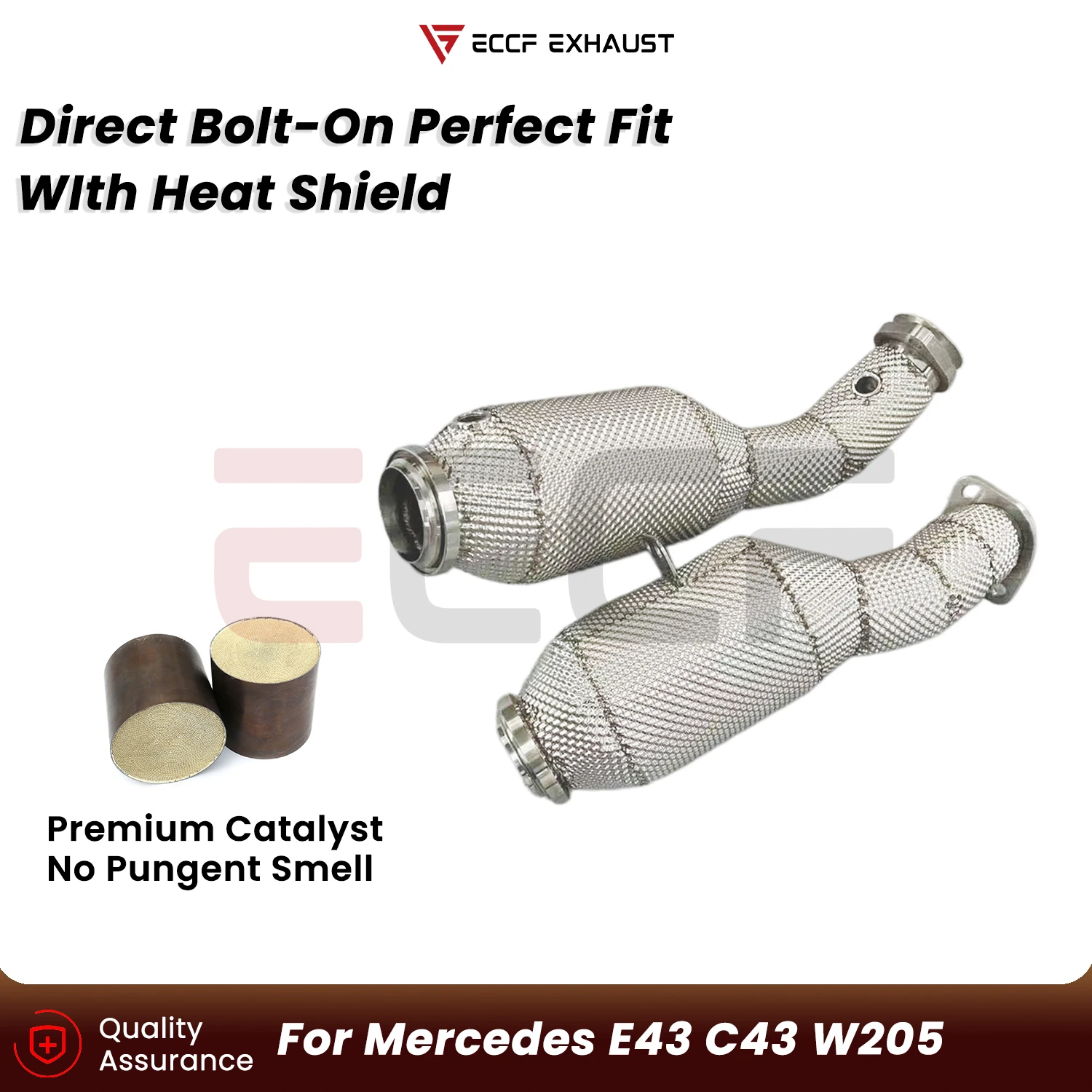 

Sporty Downpipe With Heat Shield For Mercedes E43 C43 W205 Aggressive Exhaust Sound Plug and Play Upgrade Performance