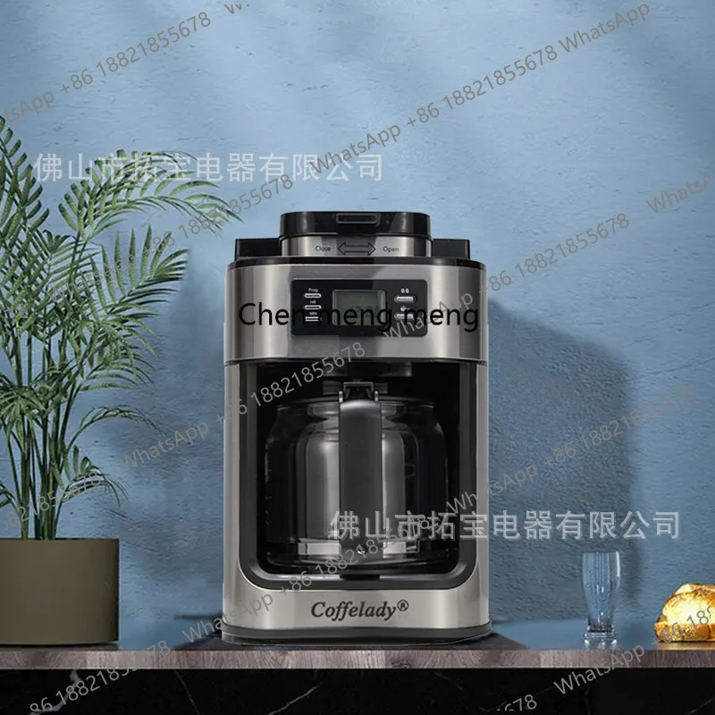 

Coffe drip coffee machine with grind, on-screen time button to operate drip coffee machine