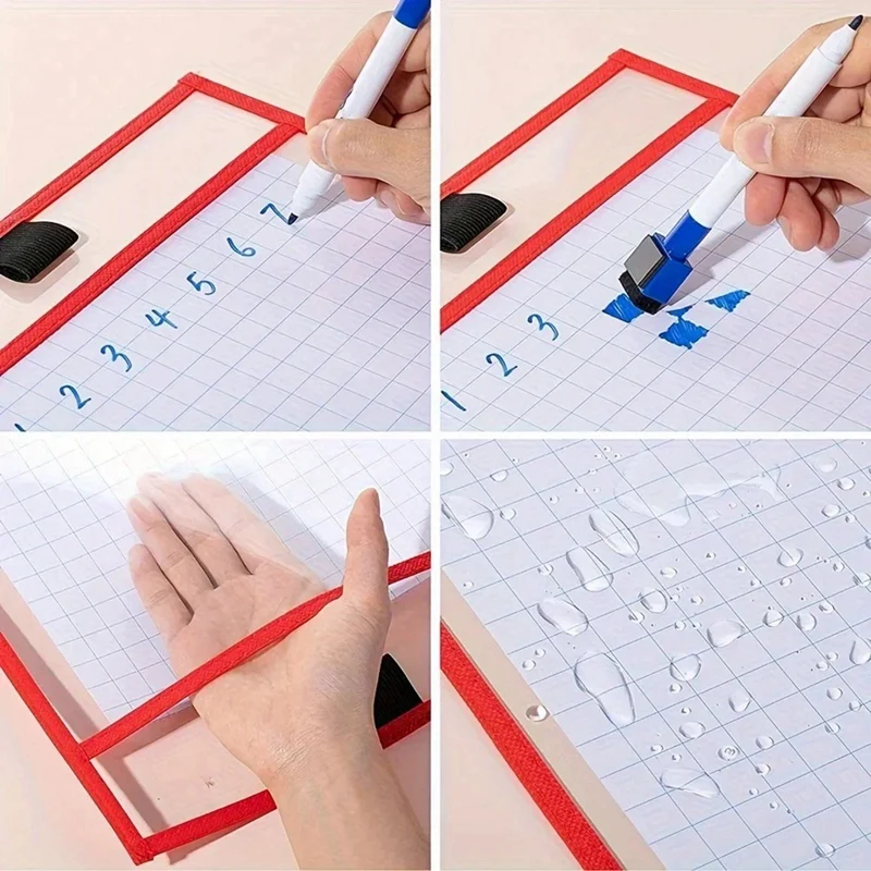 Hot-A39R-10Pcs Transparent File Pocket Folder Sleeves Oversized Reusable Dry Erase Clear Stationery Storage Folder File Pouch