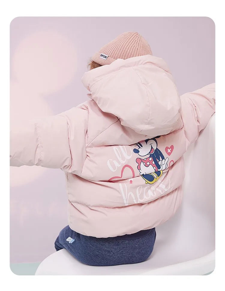 سترة ديزني ميني للفتيات ذات غطاء رأس أحمر، معطف ريش البط الأبيض للعام الصيني الجديد