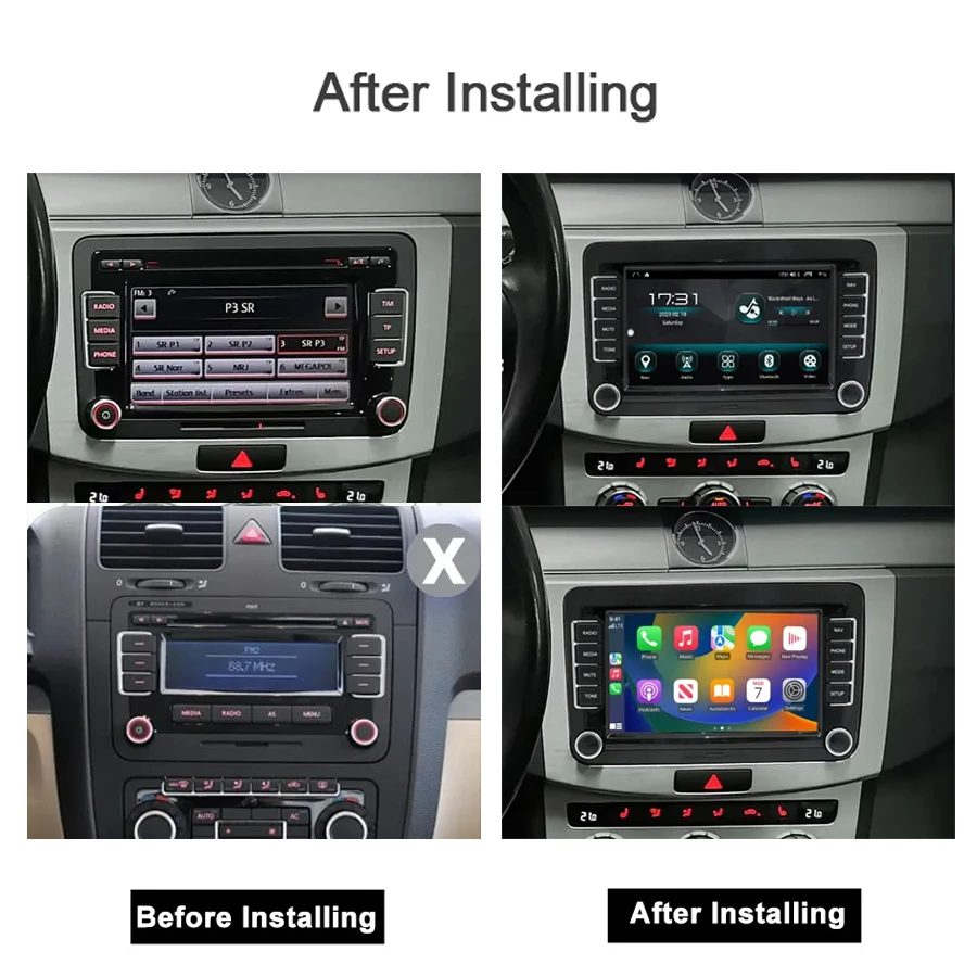 Carplay 2 Din Auto Android 12 Car Radio GPS 8+256G Navigation 8 Core autoradio For Volkswagen Passat Golf Transporter Polo Jetta