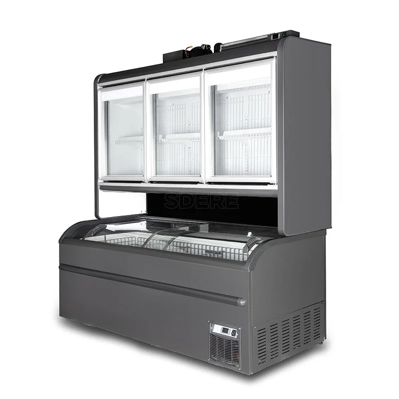 تخصيص سوبر ماركت الهاتف المحمول جزيرة خزانة تعزيز المكونات في عرض الثلاجة المبرد نظام الصف التجاري