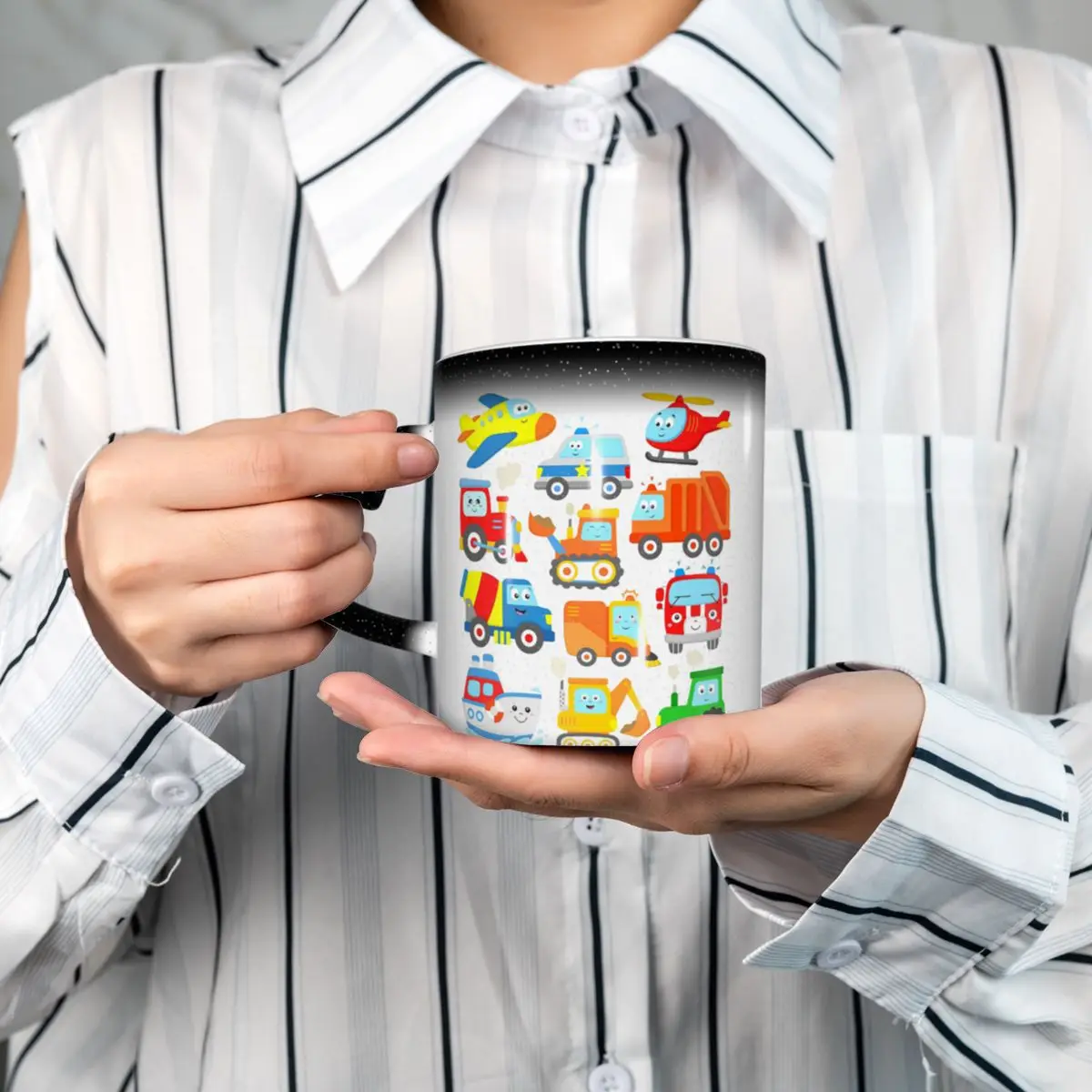 Plane Helicopter Excavator Trashtruck Ship Tractor Train Police Firetruck Kids Mug Ceramic Coffee Cup Tea Mug Milk Cup Drinkware