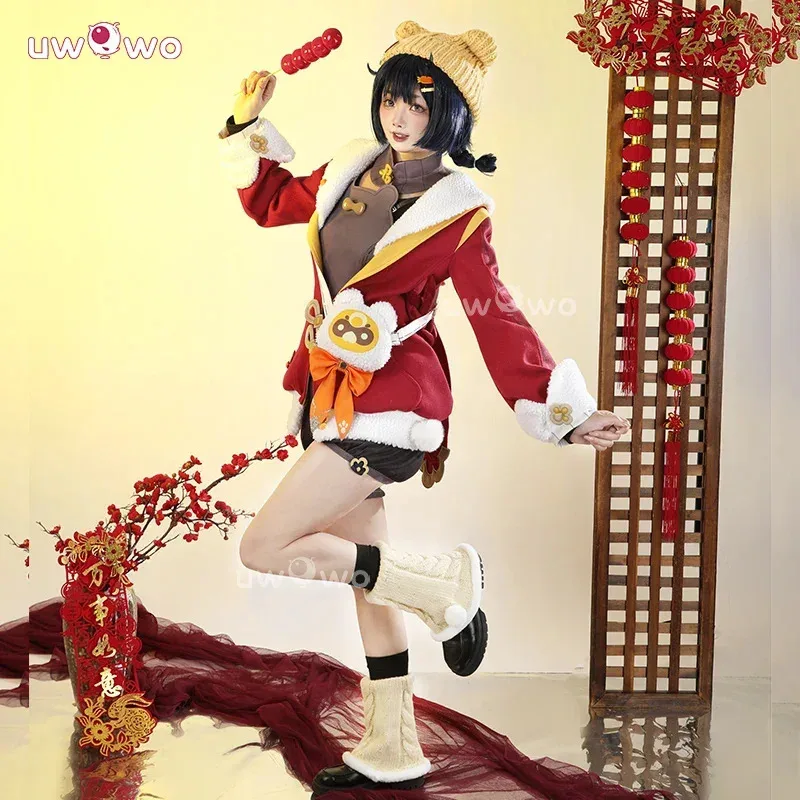 

UWOWO Xiangling Cosplay Collab Series: Game Genshin Impact XiangLing New Year's Cheer outfit Lantern Rite Cosplay Costume Bag