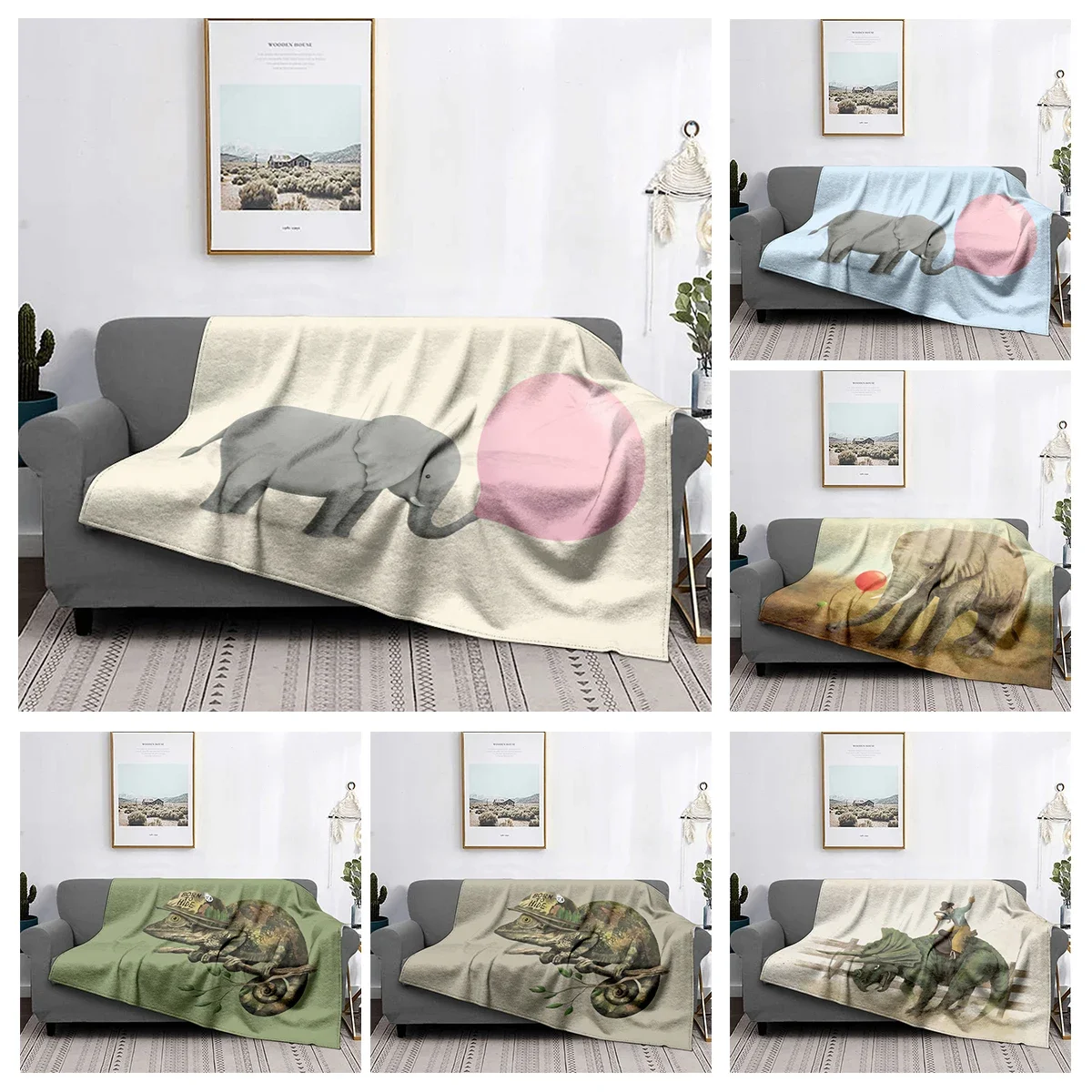 Home decoration plush Sofa blanket Elephants and Balloons Bedspread on the bed  fluffy soft blankets thick blanket for winte