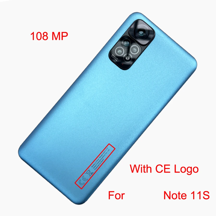 100% A+++ For Xiaomi Redmi Note 11S 2201117SG, 2201117SI Battery Cover Rear Housing Door Panel Back Cover Case + Camera Lens