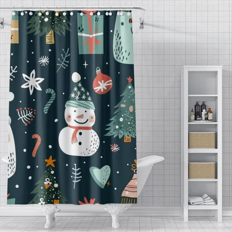 Home decoration shower curtains for bathroom waterproof curtain fabric Modern Nordic style Living Room Merry Christmas winter