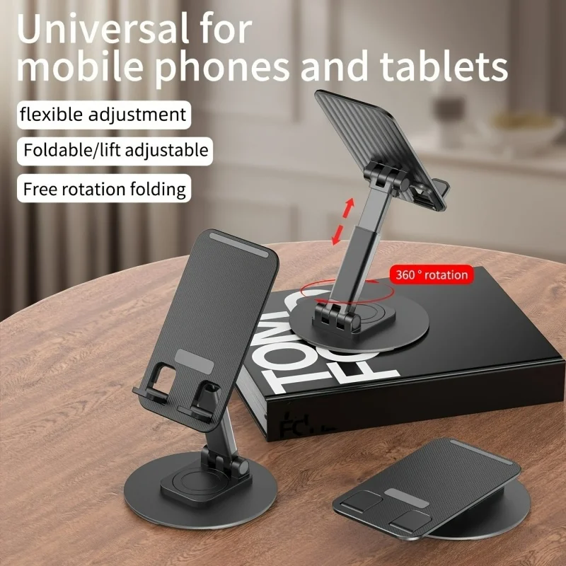 

Universal Phone Stand On Desk 360° Rotating Multi-Angle Non-Slip Metal Base Foldable For Office,iPhone13 14 15Pro Xiaomi Samsung