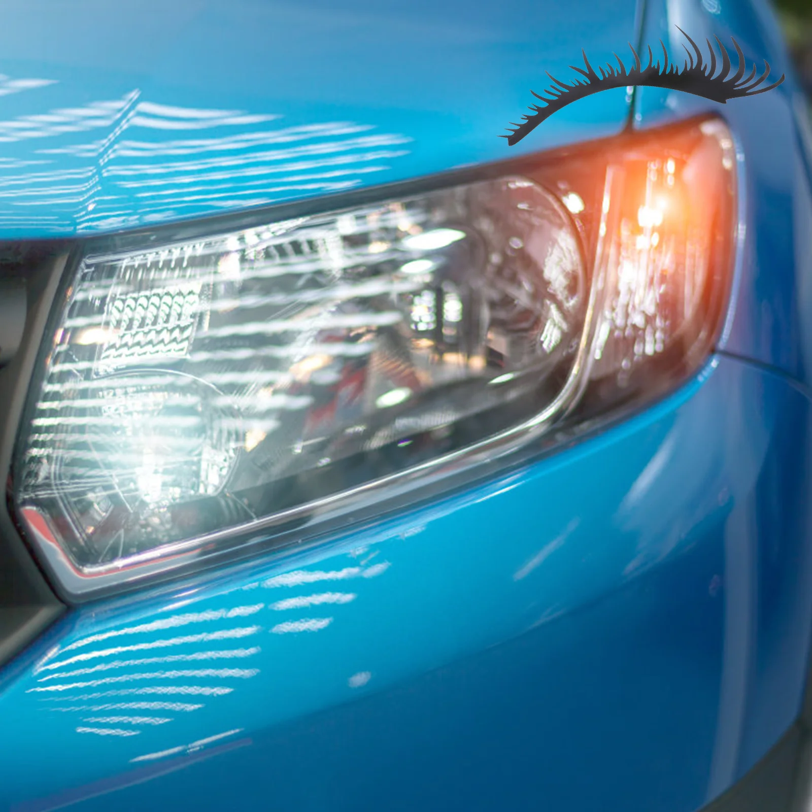 

2Pairs Car Headlight Eyebrow Sticker Durable Pet Material Black Stylish Eyelashes Car Decoration Easy Apply Vinyl Body Decals