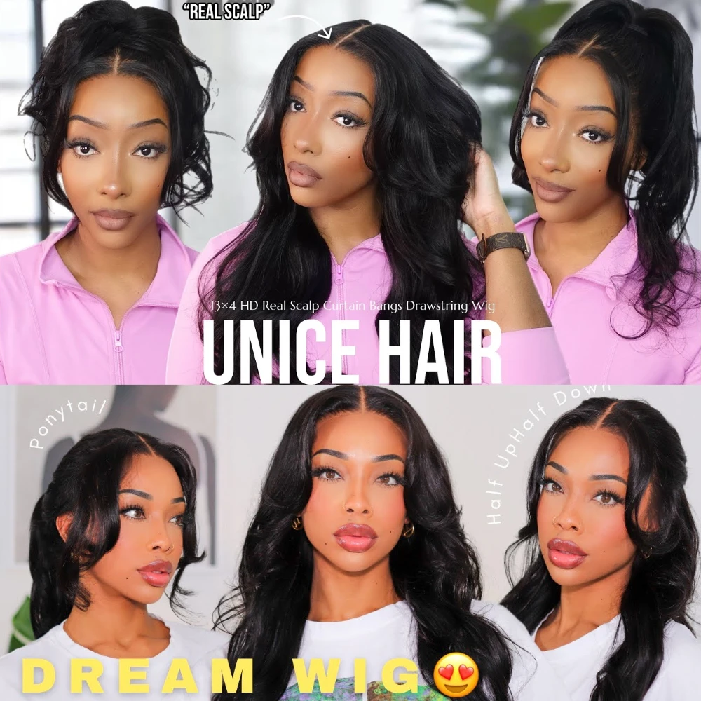 UNIZIA # Peluca de encaje recto Yaki de 4 colores marrones con flequillo corte en capas 4x2 parte media peluca de cabello humano con frente de encaje 150% de densidad