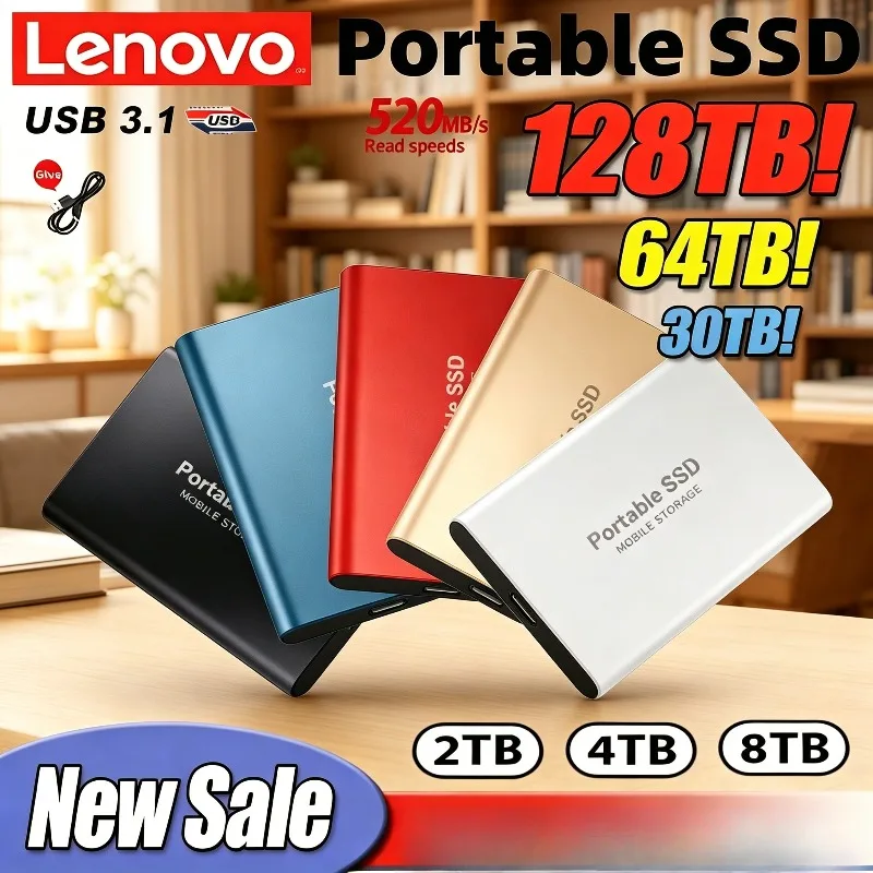 

Внешний жесткий диск Lenovo 2026 New, 500 ГБ, 2 ТБ, 4 ТБ, USB 3.1, SSD 2,5 дюйма, портативный SSD, 16 ТБ, для ноутбука, PS4
