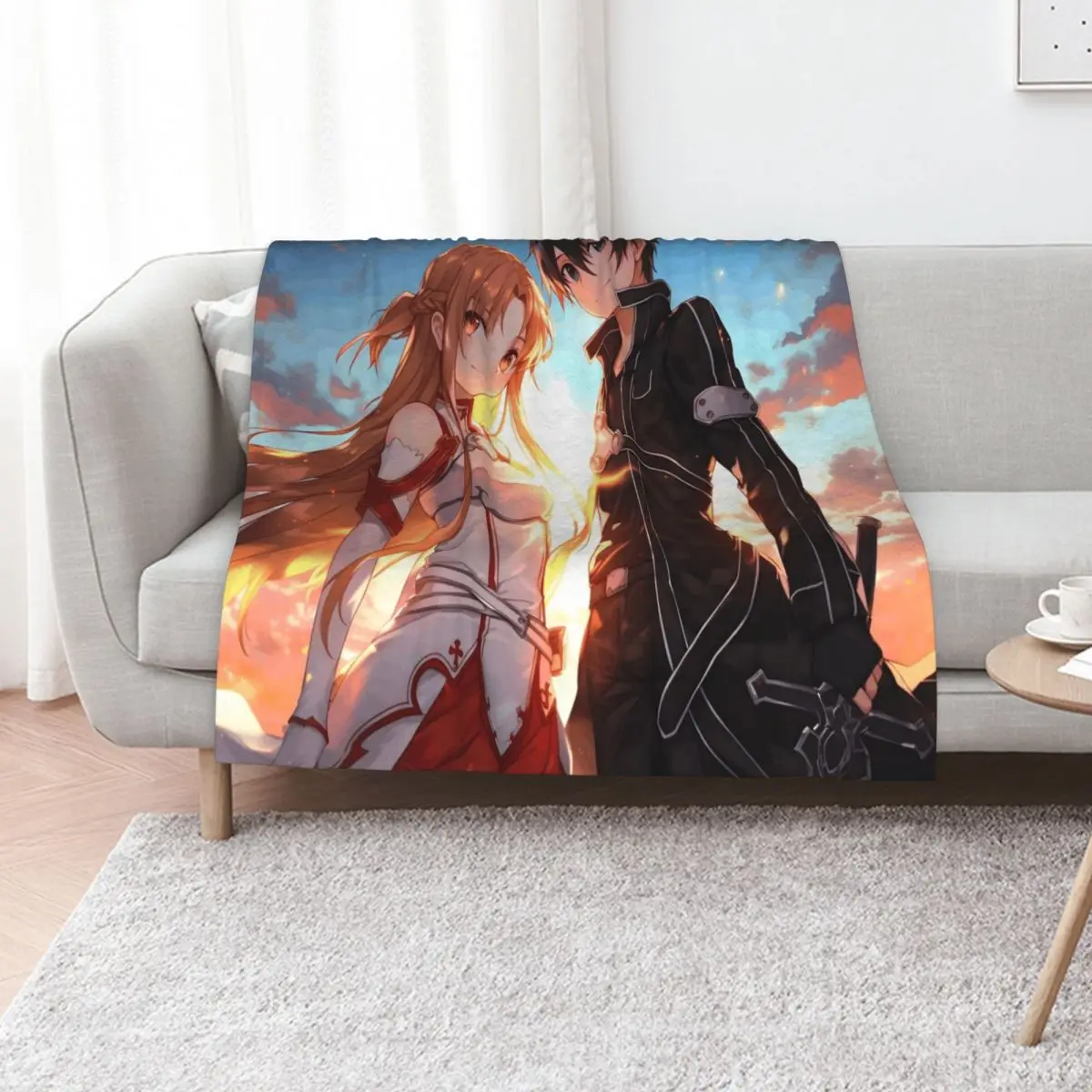 

Asuna SAO Cute Anime Girl Throw Blanket Bed manga Single Vintage Blankets
