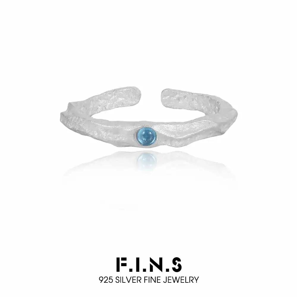 

F.I.N.S оригинальное кольцо из стерлингового серебра S925 с синим камнем, минималистичное, нерегулярное, матовое, с открытым регулируемым средним пальцем, ювелирные изделия, подарки