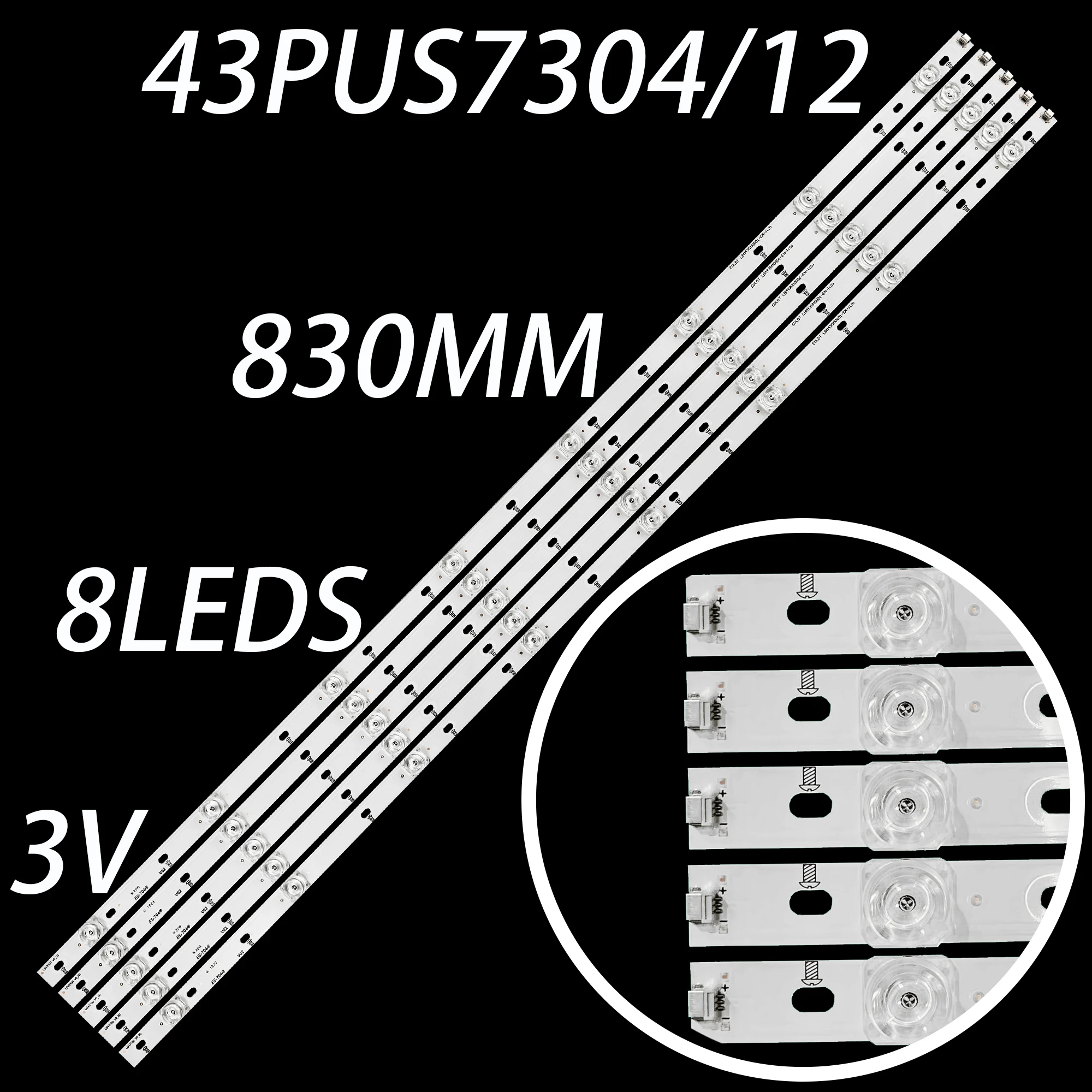 LED FOR 43PUS6504 43PUS7555 43PUS7505 43PUS7304/12 43PUS6101 43PUS6501 43PUS7202 43PUS6551 43PUK4900 43PUS7855/12 43PUS6554